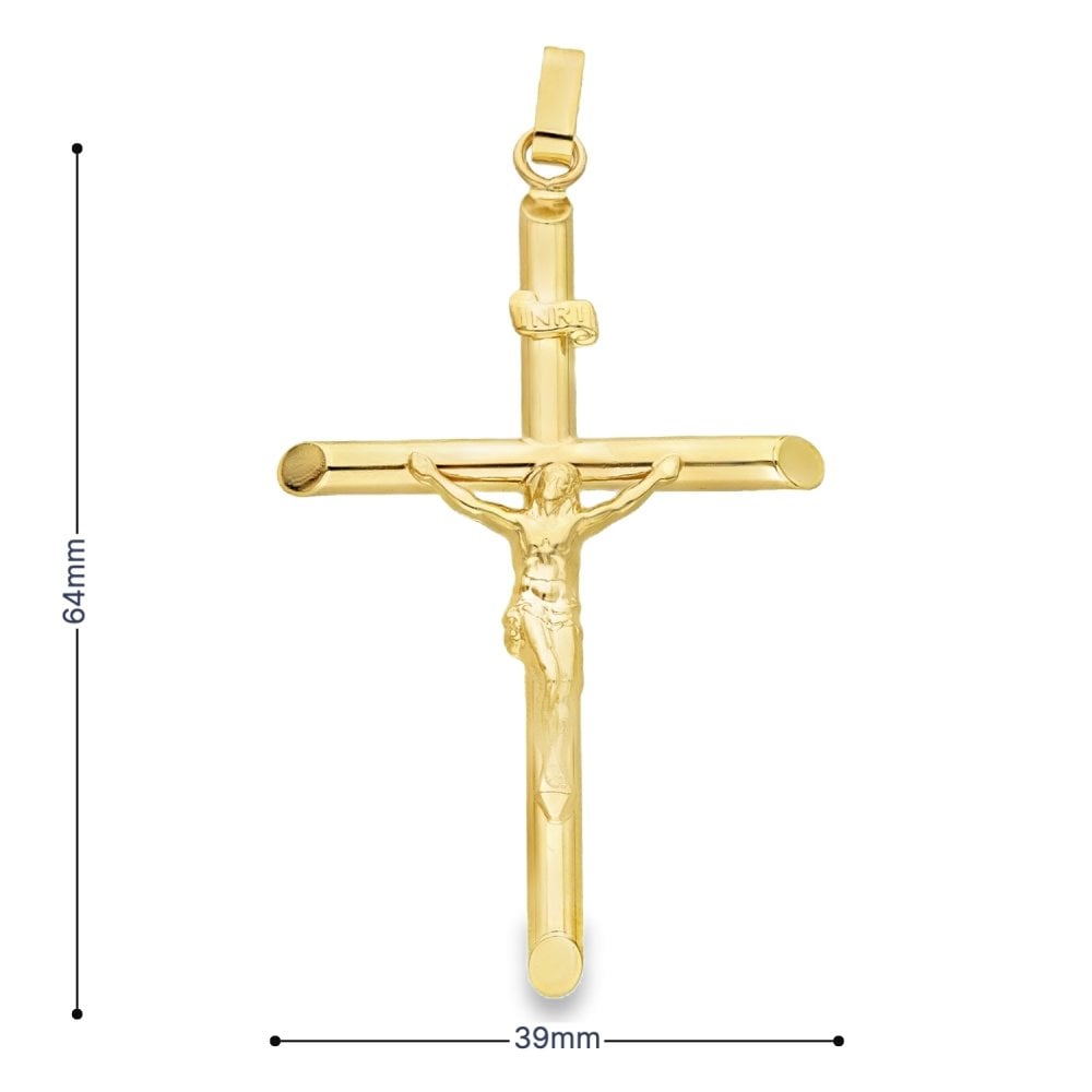 9ct Yellow Gold Large Crucifix Pendant - 39x64x6mm - 5.2g