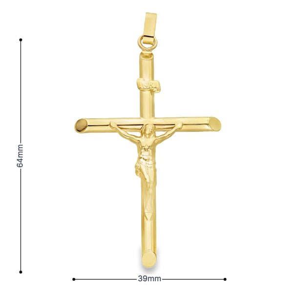 9ct Yellow Gold Large Crucifix Pendant - 39x64x6mm - 5.2g
