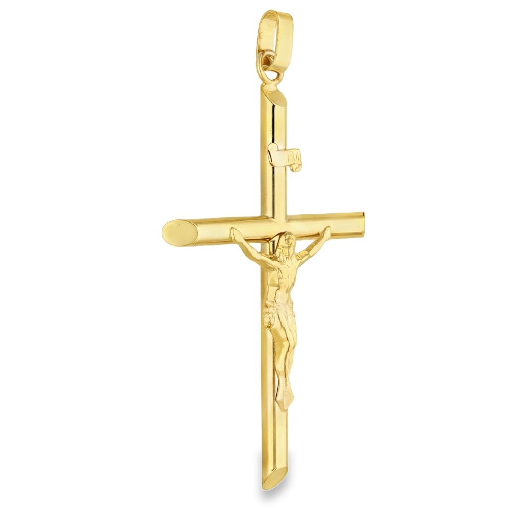 9ct Yellow Gold Large Crucifix Pendant - 39x64x6mm - 5.2g