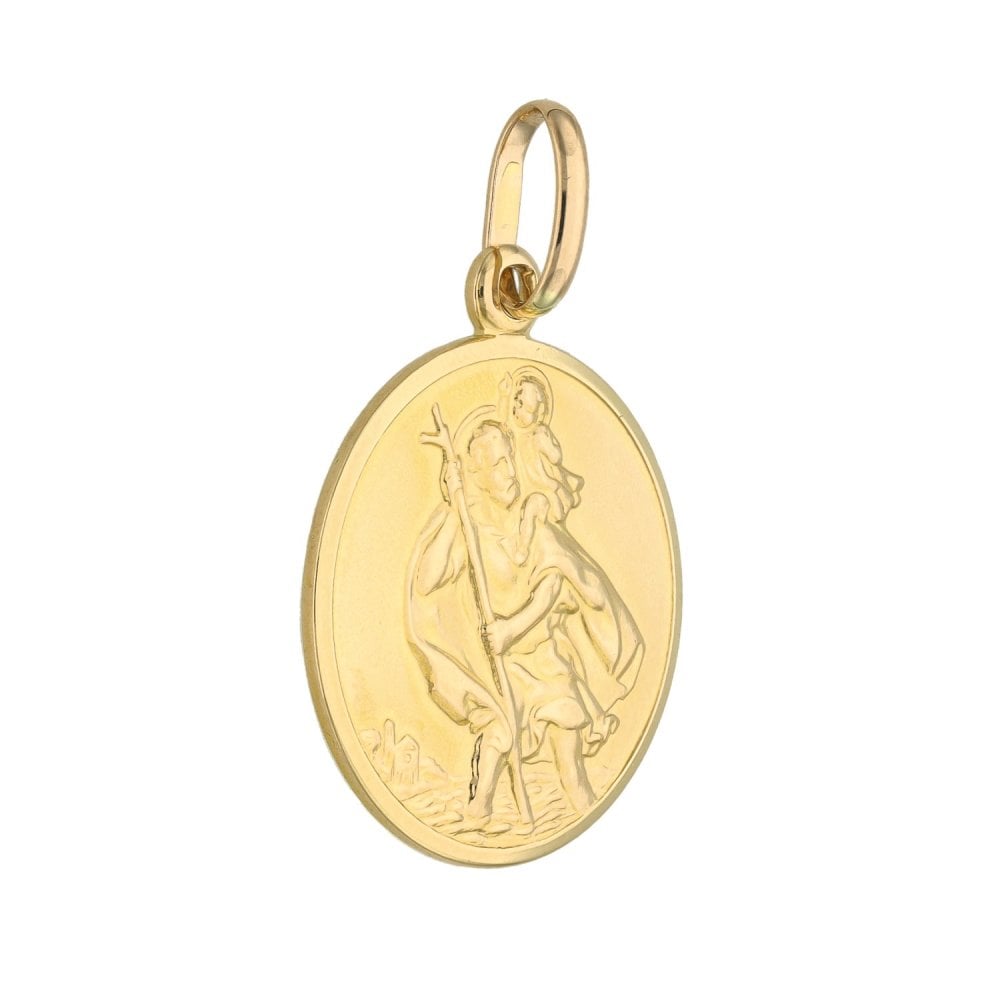 9ct Yellow Gold Round St. Christopher Pendant - 22x26x2mm - 5.1g