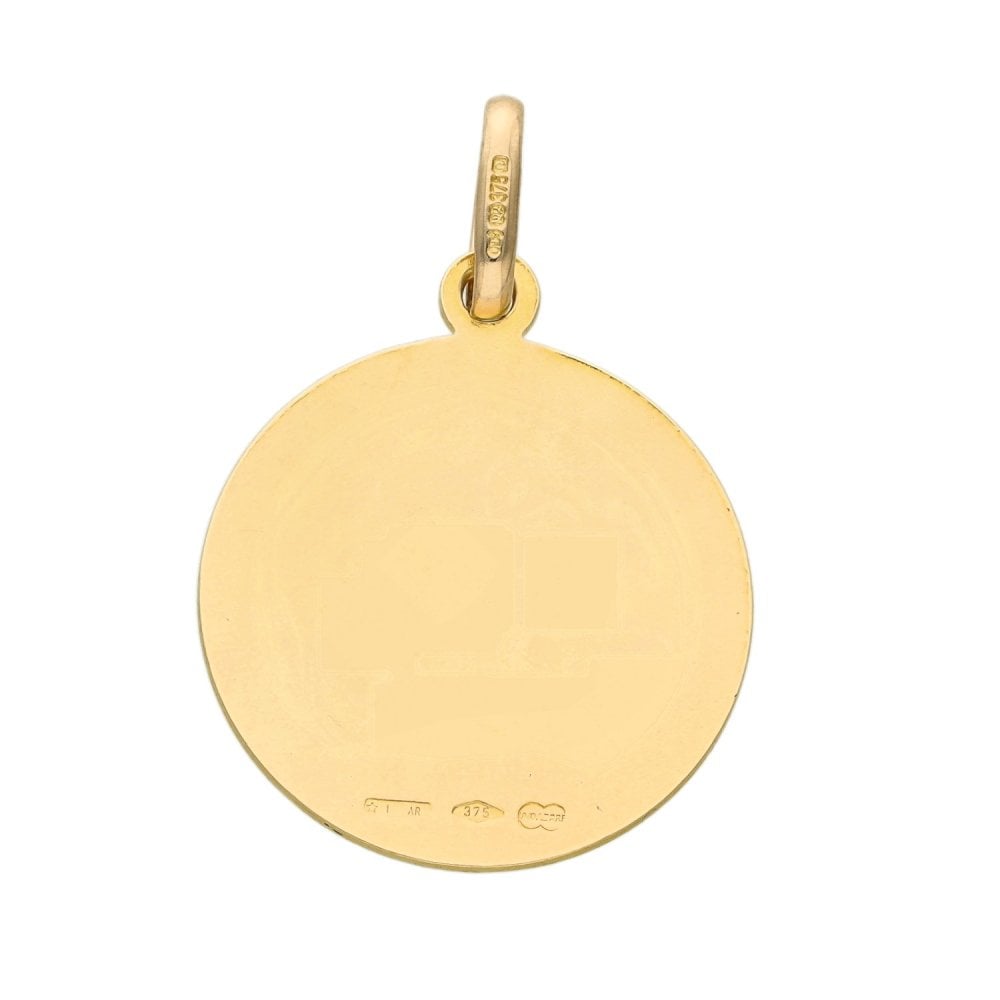 9ct Yellow Gold Round St. Christopher Pendant - 22x26x2mm - 5.1g
