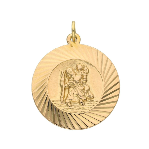 9ct Yellow Gold Round Twist St. Christopher Pendant - 24x27x2mm