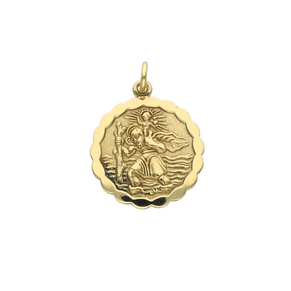 9ct Yellow Gold Round St. Christopher Pendant - 18x20x1mm - 2.5g