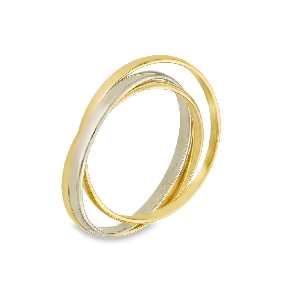 9ct Yellow & White Gold Russian Wedding Ring - Size N - 2mm