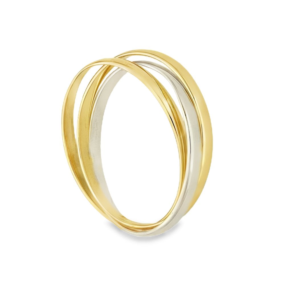 9ct Yellow & White Gold Russian Wedding Ring - Size N - 2mm