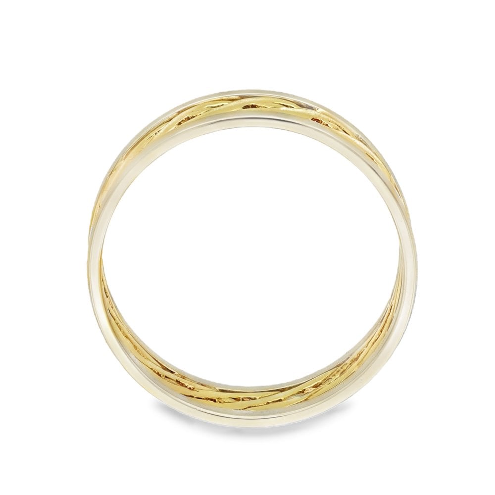 9ct Yellow & White Gold Celtic Wedding Band - Size U - 7mm