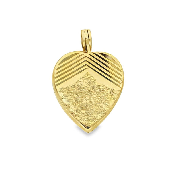 9ct Yellow Gold Patterned Heart Locket - 17x26x4mm - 4.4g