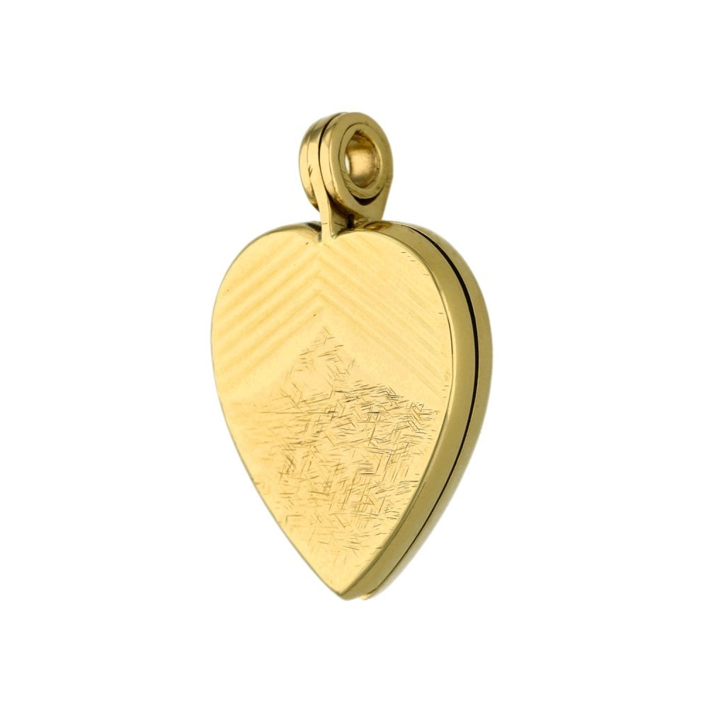 9ct Yellow Gold Patterned Heart Locket - 17x26x4mm - 4.4g