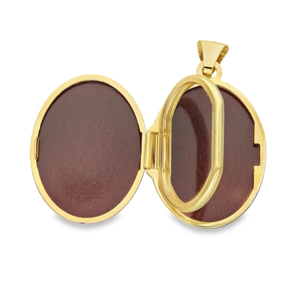 9ct Yellow Gold Oval Feather Locket - 15x21x7mm - 2.0g