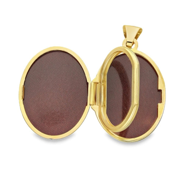 9ct Yellow Gold Oval Feather Locket - 15x21x7mm - 2.0g