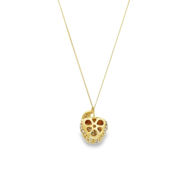 9ct Yellow Gold Pink & Green CZ Apple Pendant & Necklace - 18"
