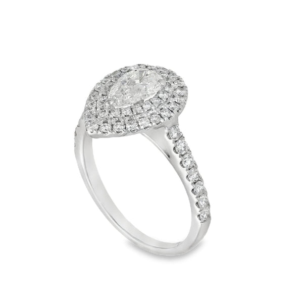 18ct White Gold Diamond Halo Cluster Ring - Size H½ - 0.50ct