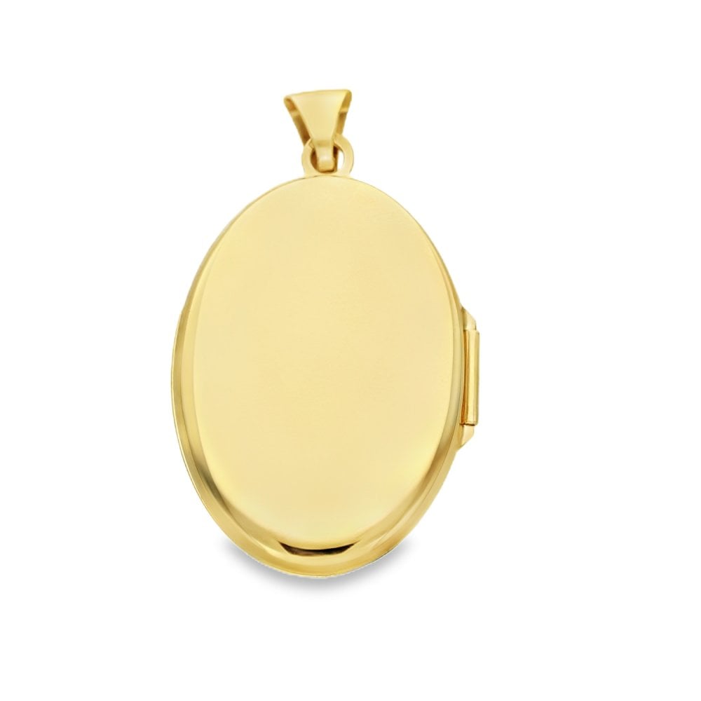 9ct Yellow Gold Oval Flower & Bird Locket - 19x29x5mm - 3.1g