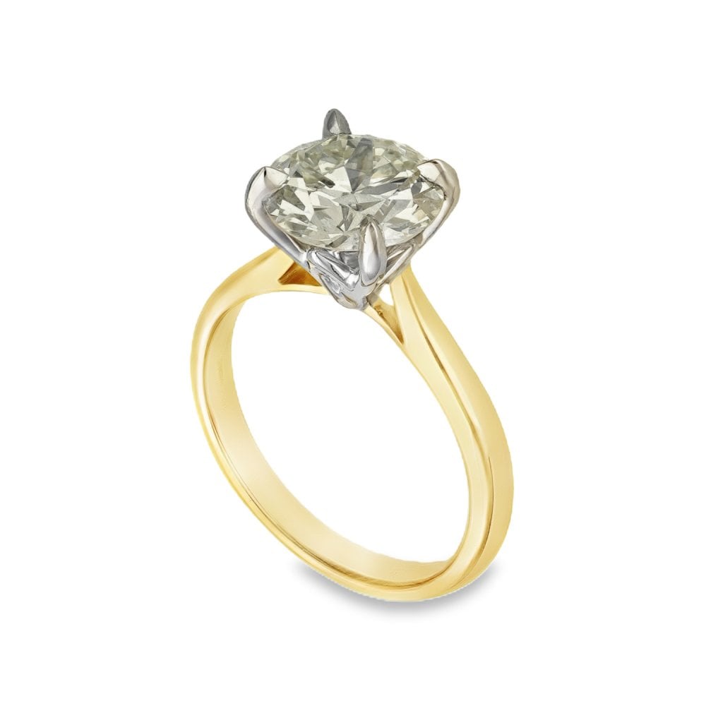 18ct Yellow Gold Diamond Engagement Ring - Size M - 2.73ct