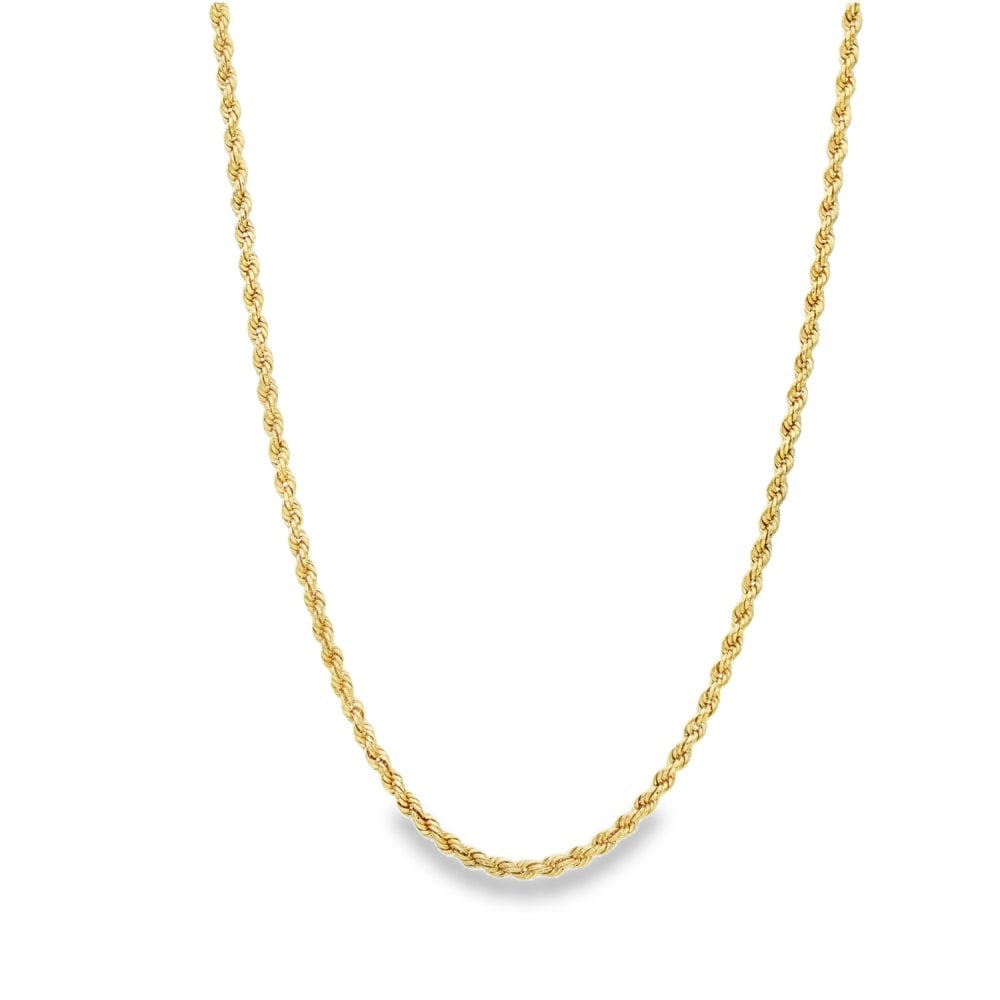 9ct Yellow Gold Hollow Rope Chain - 24" - 2.5g