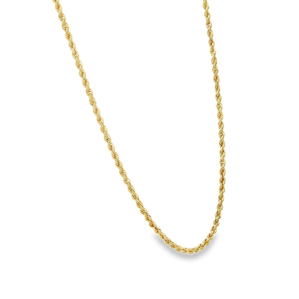 9ct Yellow Gold Hollow Rope Chain - 24" - 2.5g