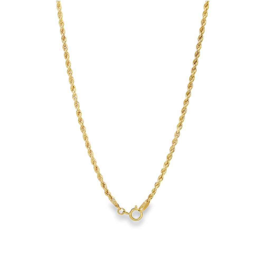 9ct Yellow Gold Hollow Rope Chain - 24" - 2.5g