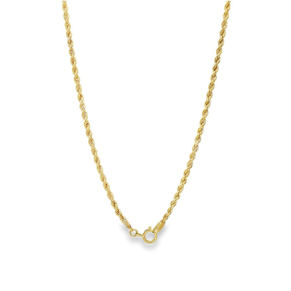 9ct Yellow Gold Hollow Rope Chain - 24" - 2.5g