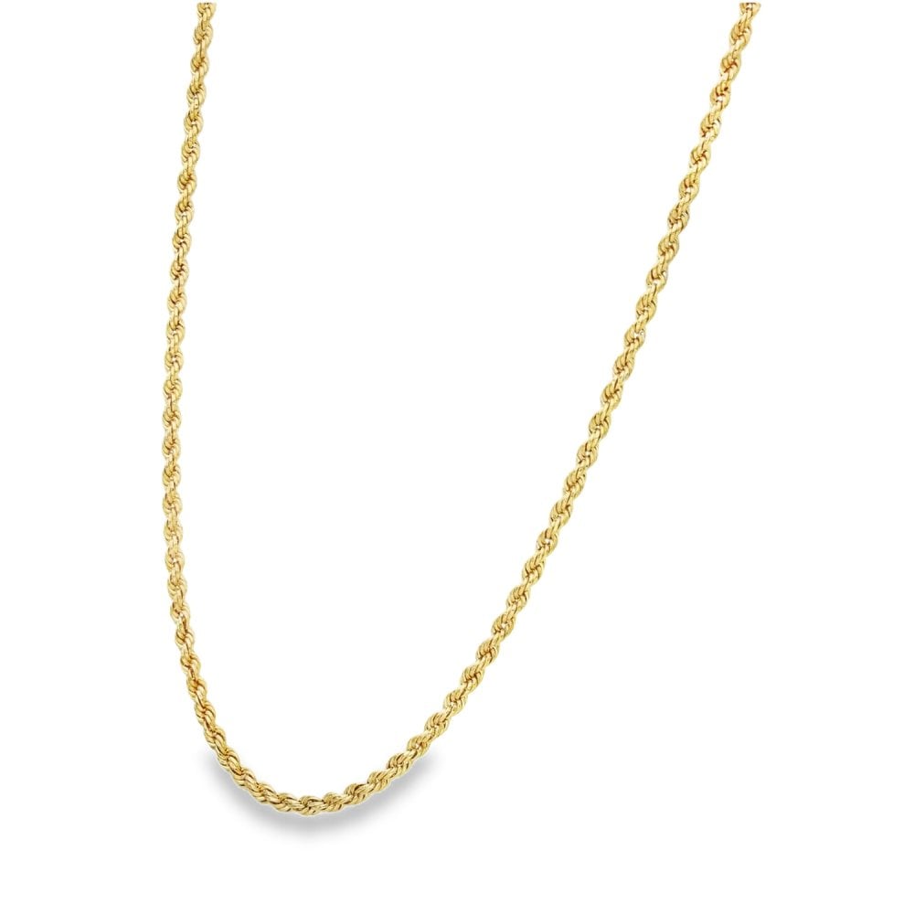 9ct Yellow Gold Hollow Rope Chain - 24" - 2.5g