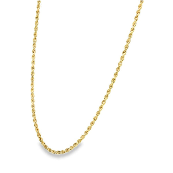 9ct Yellow Gold Hollow Rope Chain - 24" - 2.5g