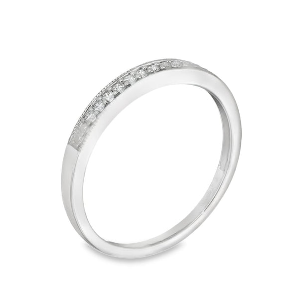 9ct White Gold Diamond Half-Eternity Ring - Size R½ - 3mm