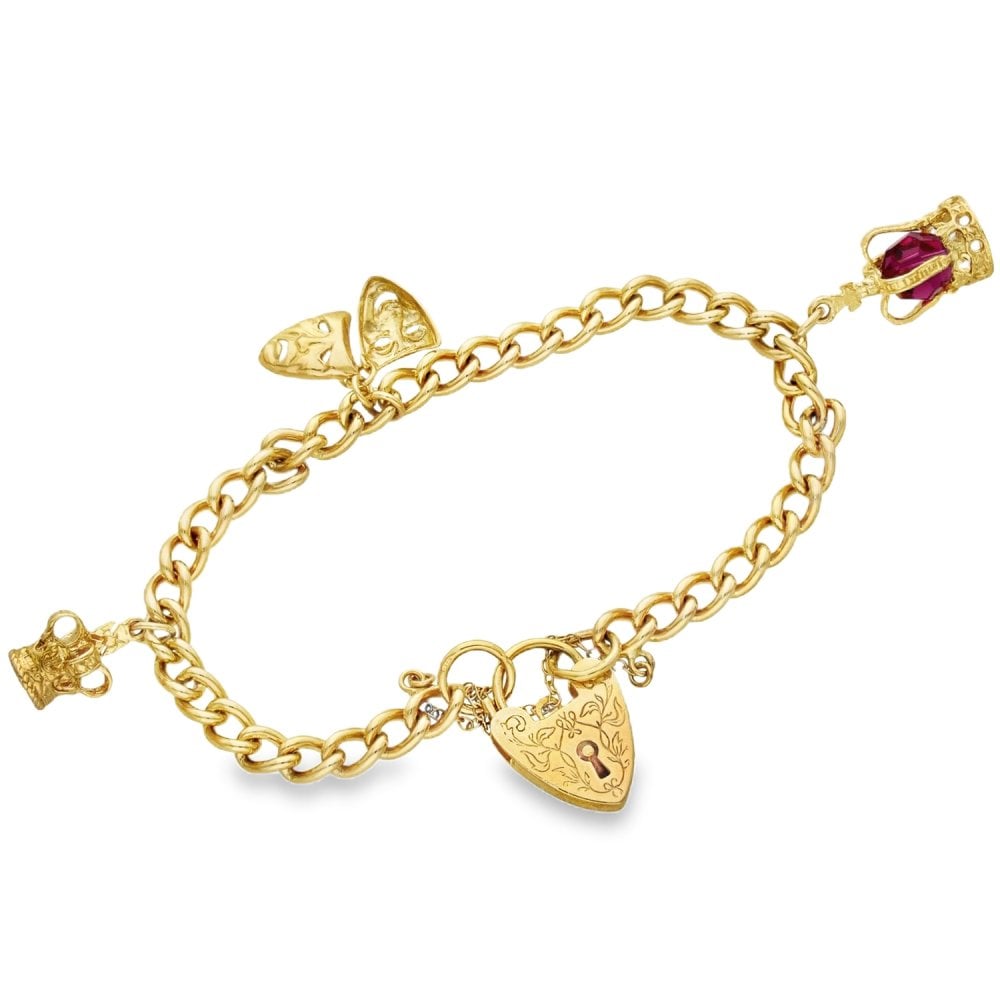 9ct Yellow Gold Charm Bracelet - 8" - 20.5g
