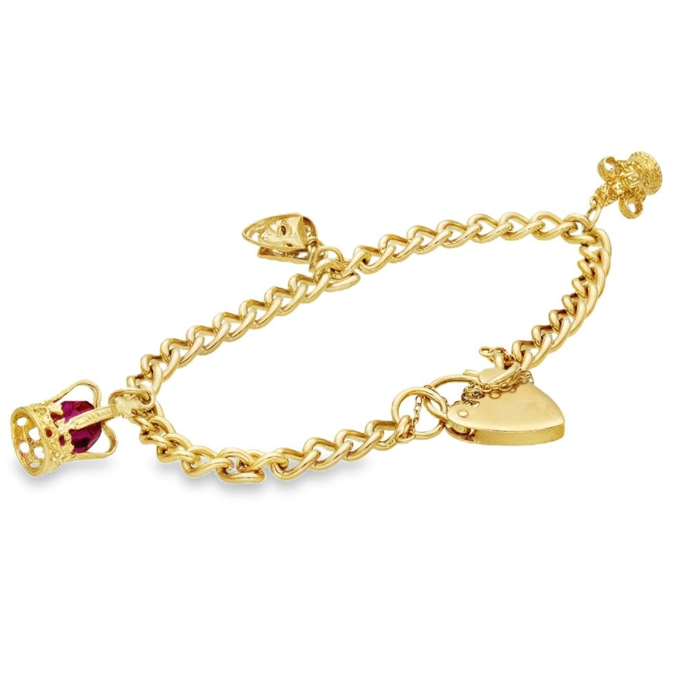 9ct Yellow Gold Charm Bracelet - 8" - 20.5g