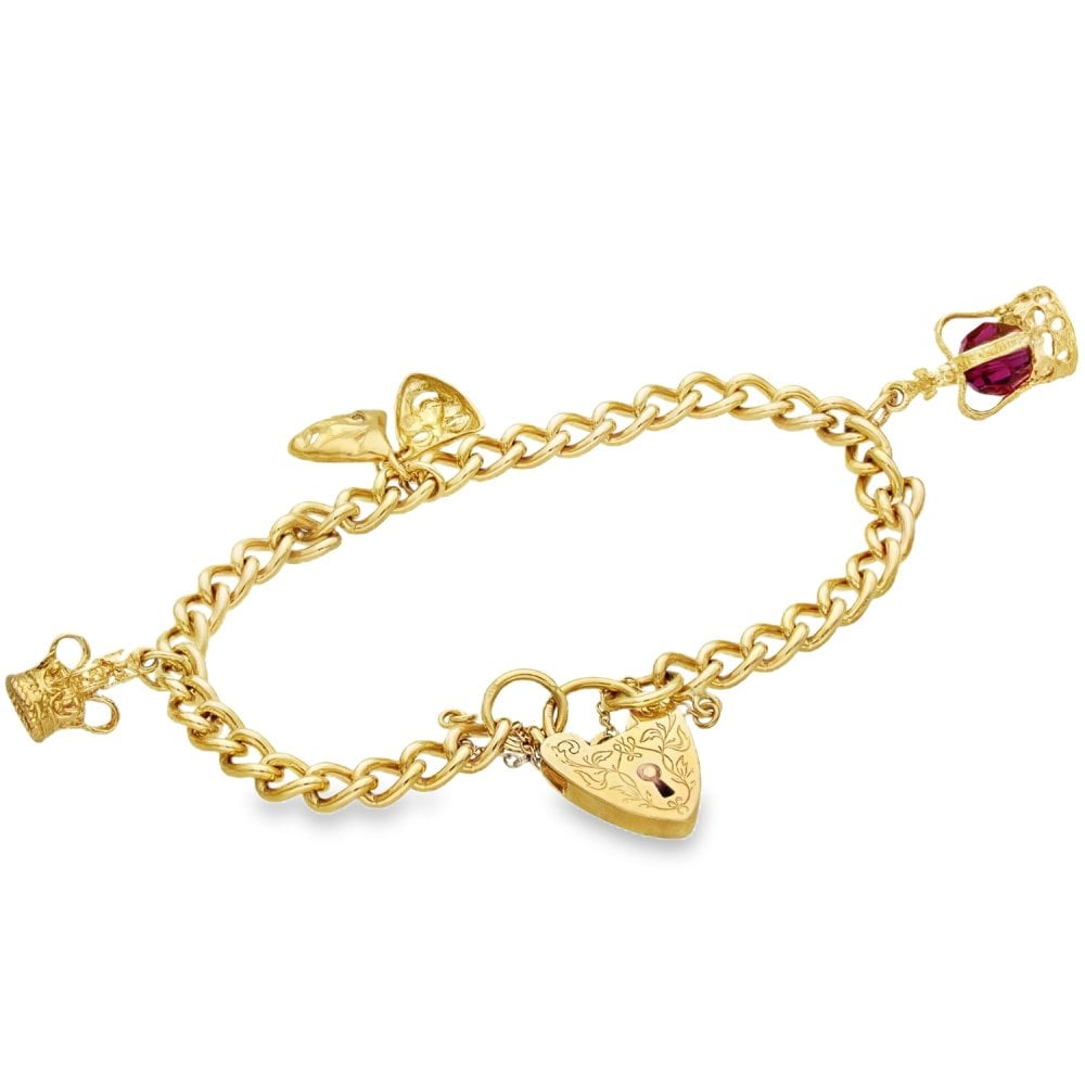 9ct Yellow Gold Charm Bracelet - 8" - 20.5g