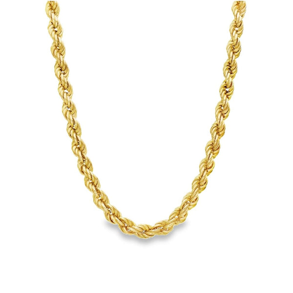 9ct Yellow Hollow Rope Chain - 15" - 9.7g