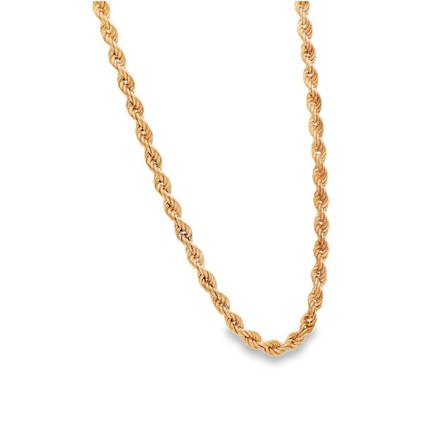 9ct Yellow Gold Hollow Rope Chain - 16" - 6.2g