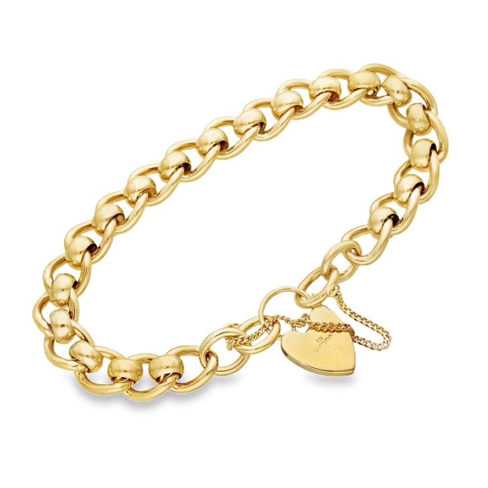 9ct Yellow Gold Curb Roller Bracelet - 9" - 42.5g