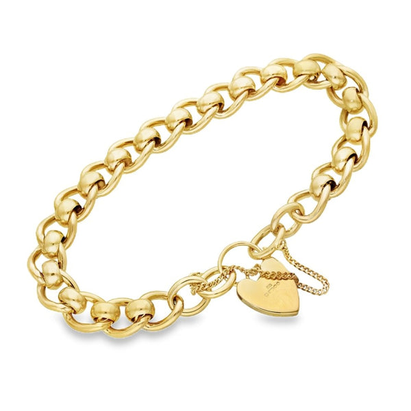 9ct Yellow Gold Curb Roller Bracelet - 9" - 42.5g