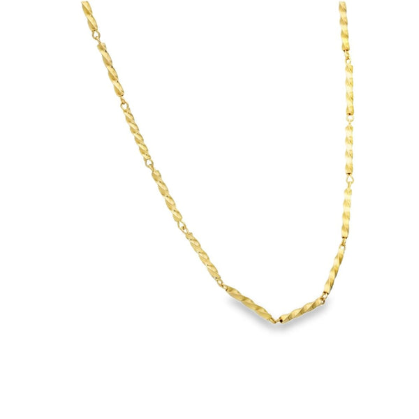 9ct Yellow Gold Twist Bar Necklace - 15" - 3.0g