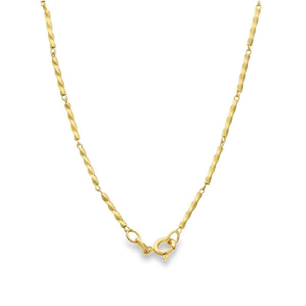 9ct Yellow Gold Twist Bar Necklace - 15" - 3.0g