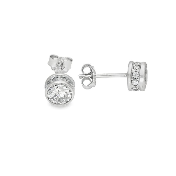 9ct White Gold Cubic Zirconia Stud Earrings - 1.3g