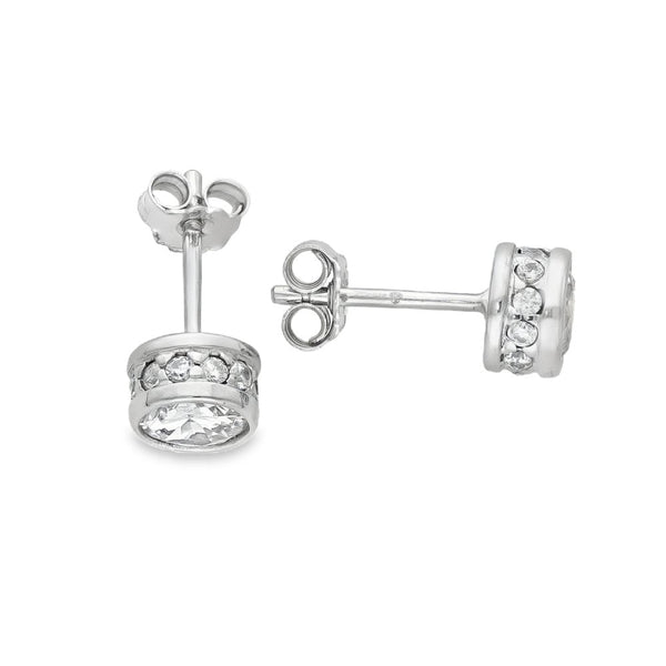 9ct White Gold Cubic Zirconia Stud Earrings - 1.3g