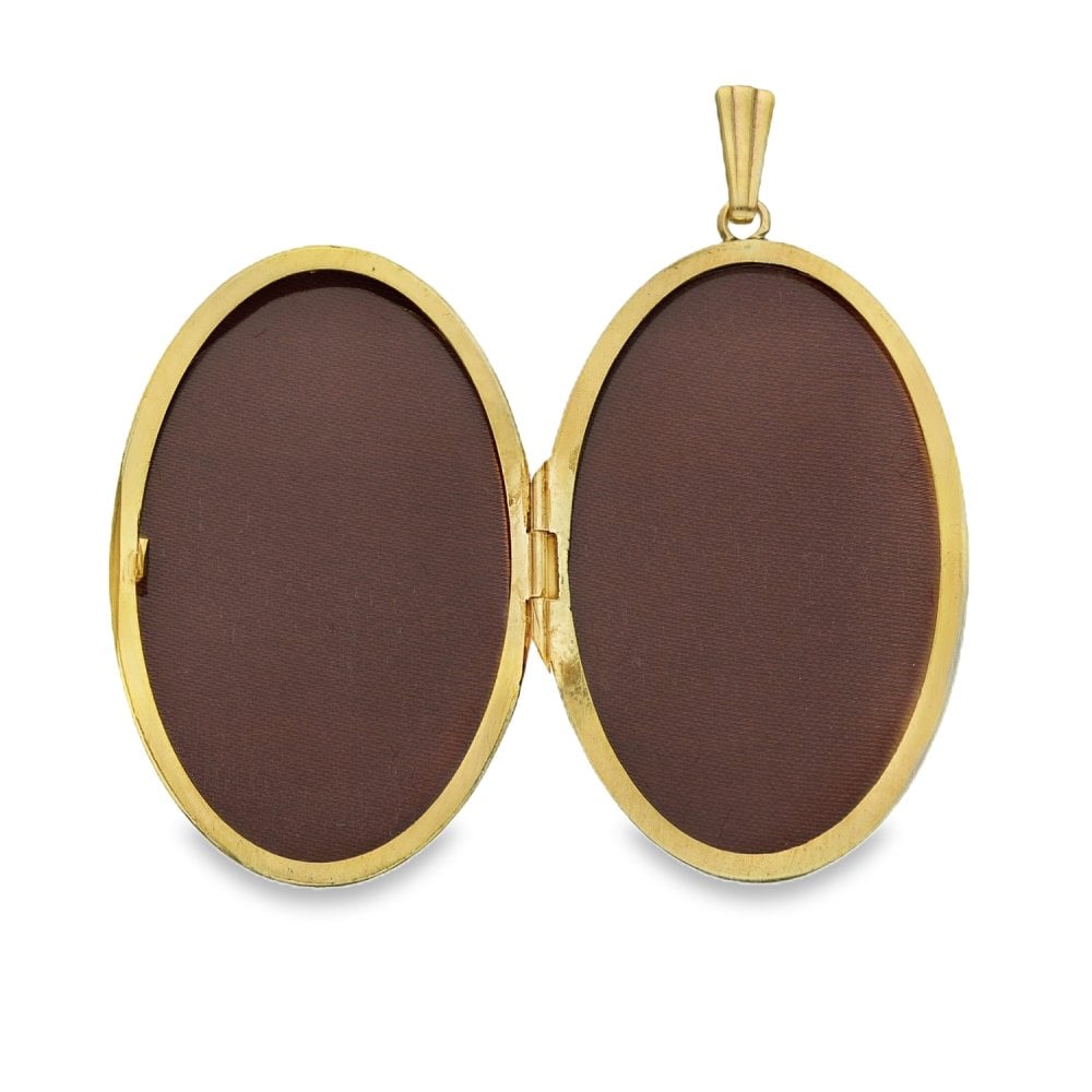 9ct Yellow Gold Feather Engraved Locket - 29x44x6mm - 12.2g