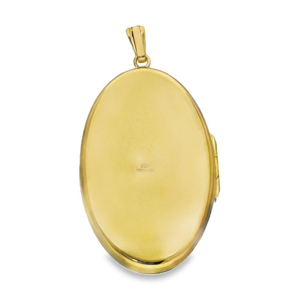 9ct Yellow Gold Feather Engraved Locket - 29x44x6mm - 12.2g