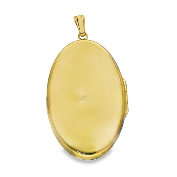 9ct Yellow Gold Feather Engraved Locket - 29x44x6mm - 12.2g
