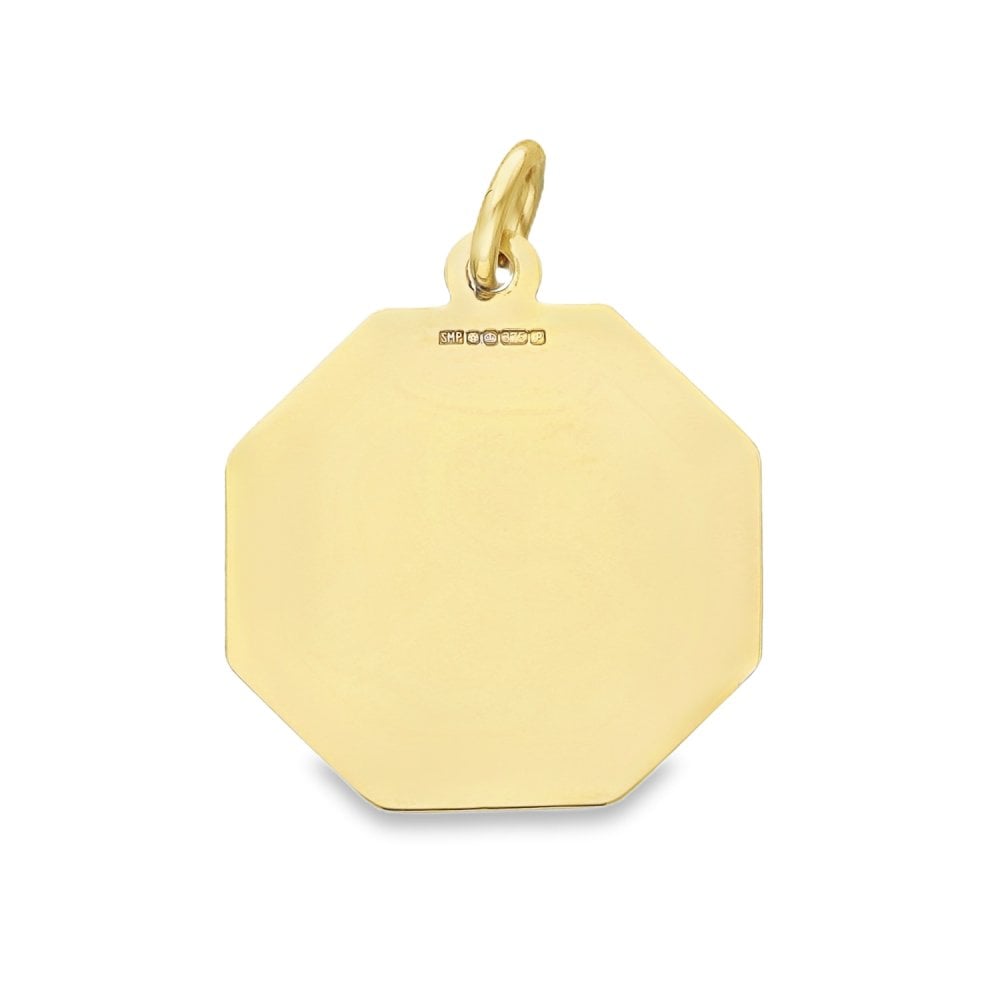 9ct Yellow Gold Hexagonal St. Christopher Pendant -17x17mm -1.5g