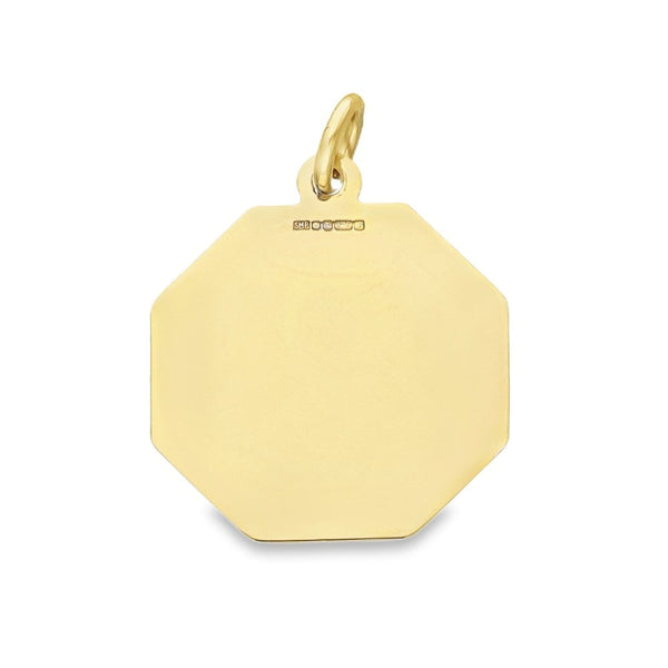 9ct Yellow Gold Hexagonal St. Christopher Pendant -17x17mm -1.5g