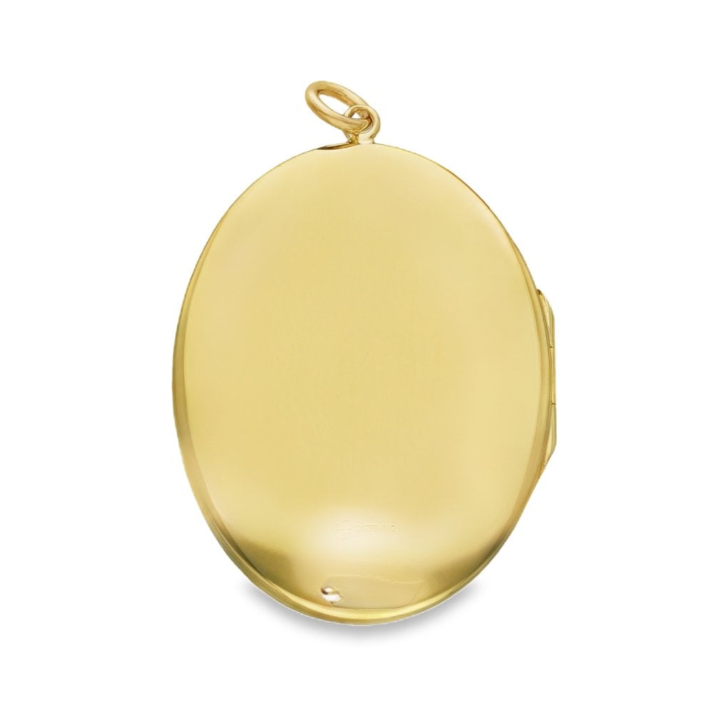 9ct Yellow Gold Oval Flower & Wreath Engraved Locket - 31x41x5mm