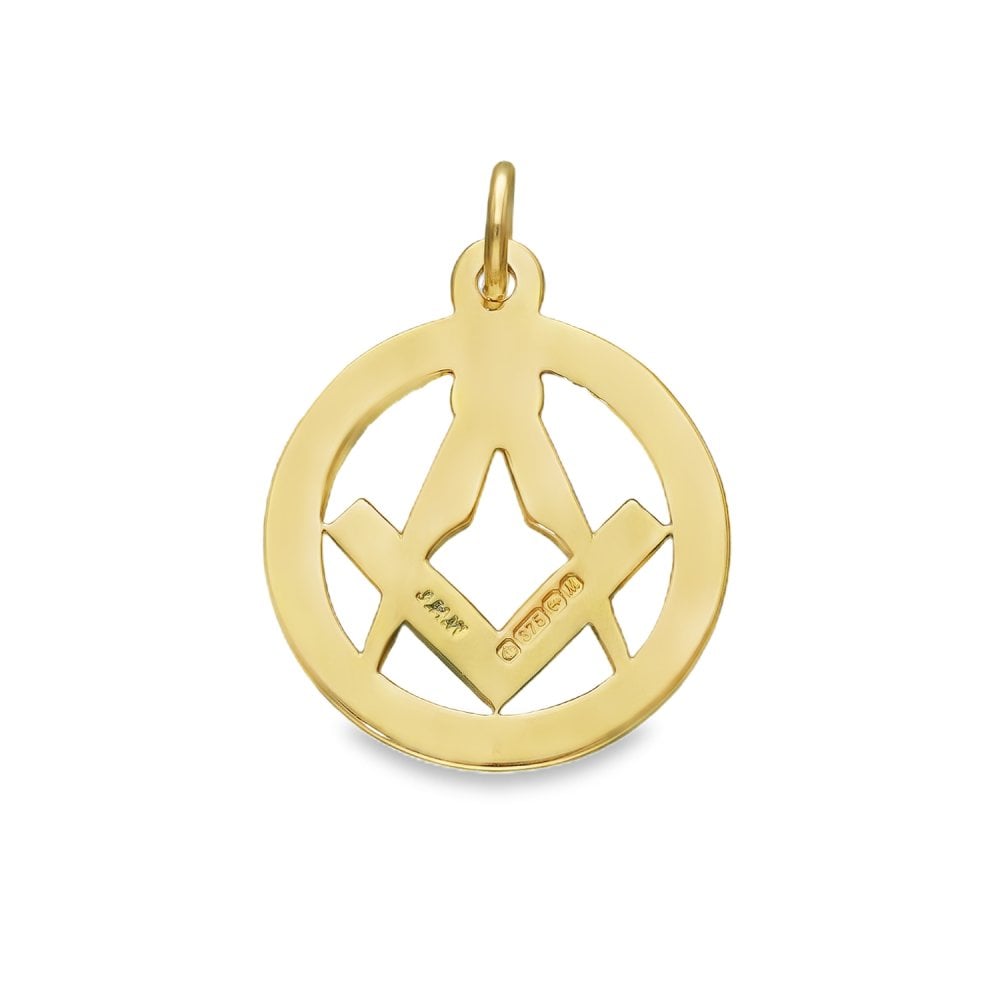 9ct Yellow Gold Circular Masonic Pendant - 20x23x1mm - 2.2g