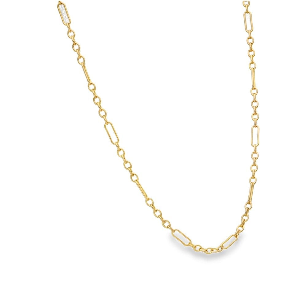 9ct Yellow Gold Cable & Fetter Chain - 15" - 2.8g
