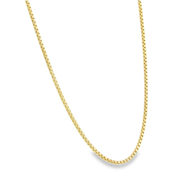 9ct Yellow Gold Box Chain - 22" - 6.6g