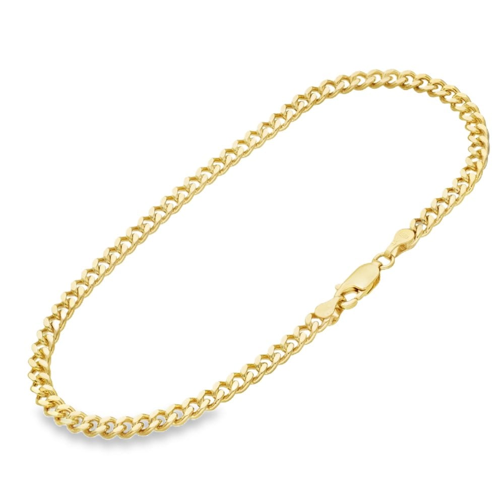 9ct Yellow Gold Closed Curb Bracelet - 8" - 6.0g