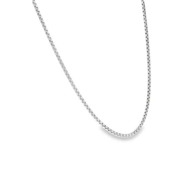 9ct White Gold Box Chain - 14" - 3.1g