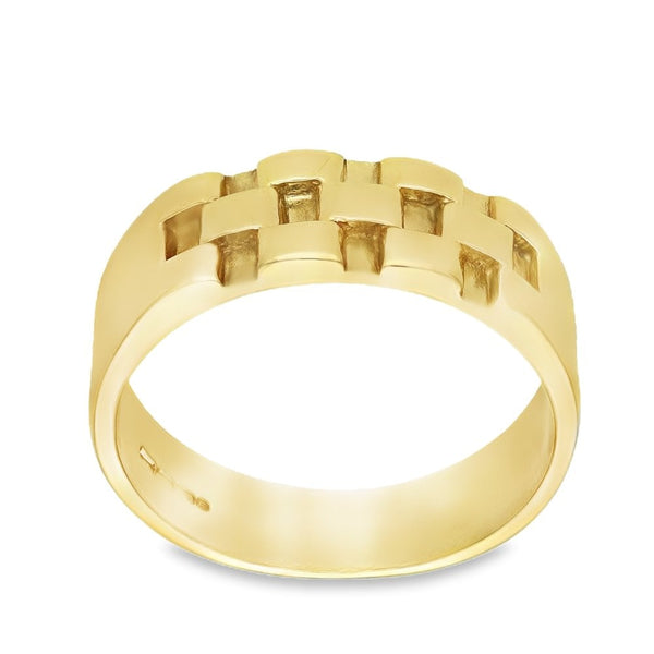 9ct Yellow Gold Weave Top Band Ring - Size T½ - 5mm