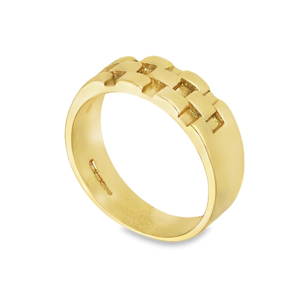 9ct Yellow Gold Weave Top Band Ring - Size T½ - 5mm