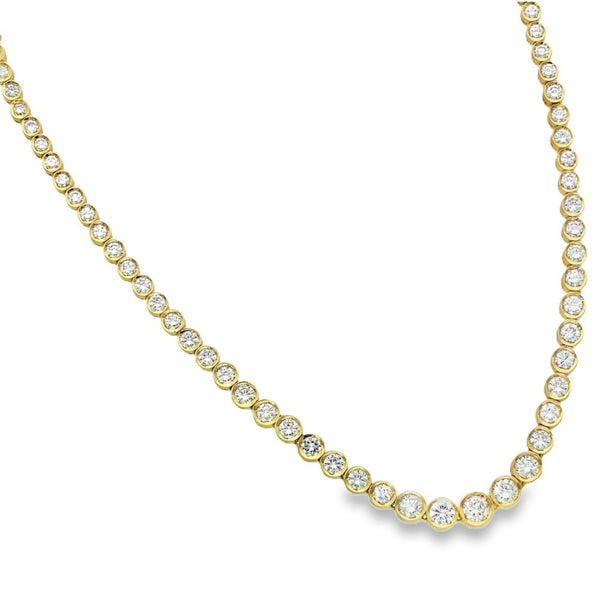14ct Yellow Gold Diamond Tennis Necklace - 16" - 9.69ct